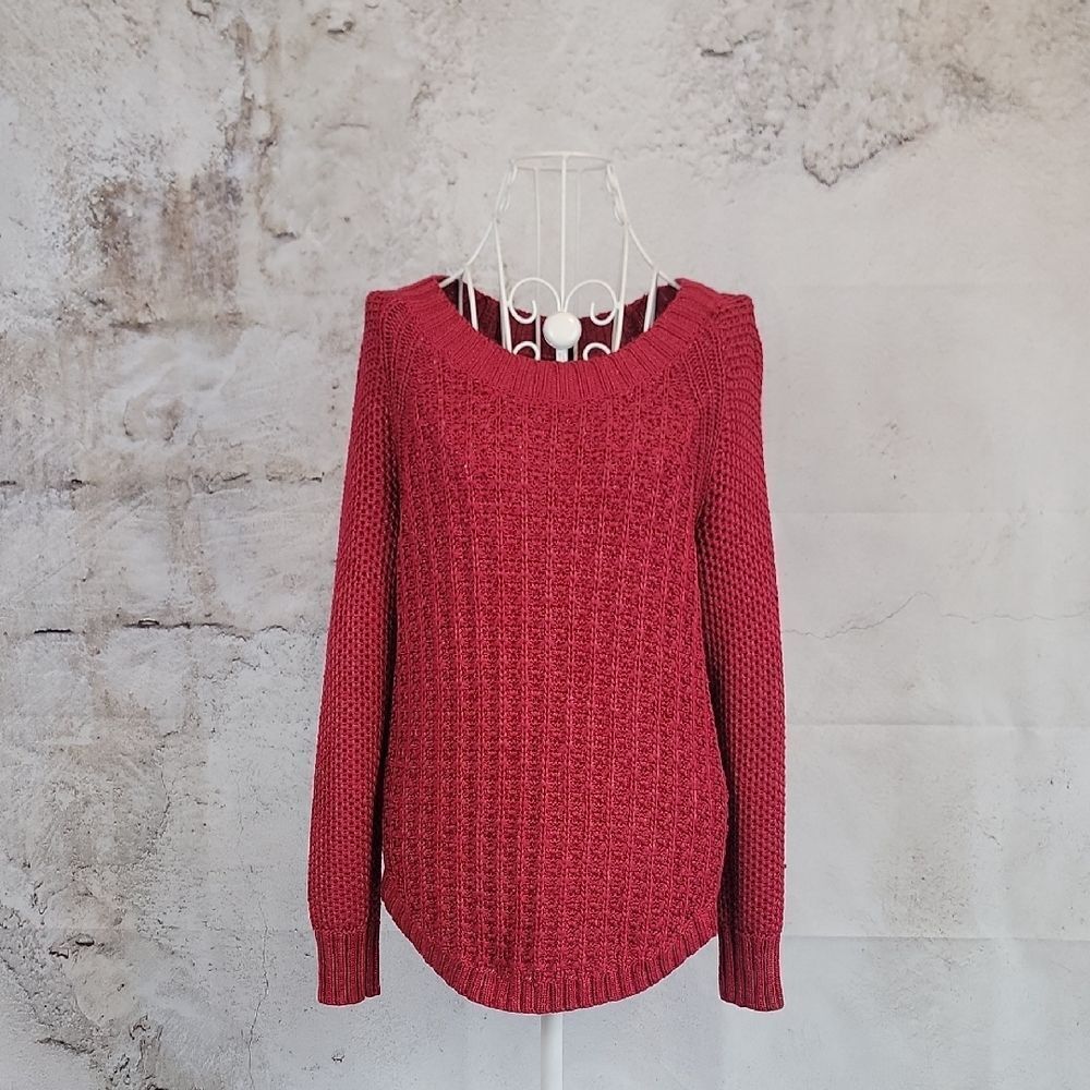 Calvin Klein Sweater Crocheted Knit Pullover - Red Womens Size S